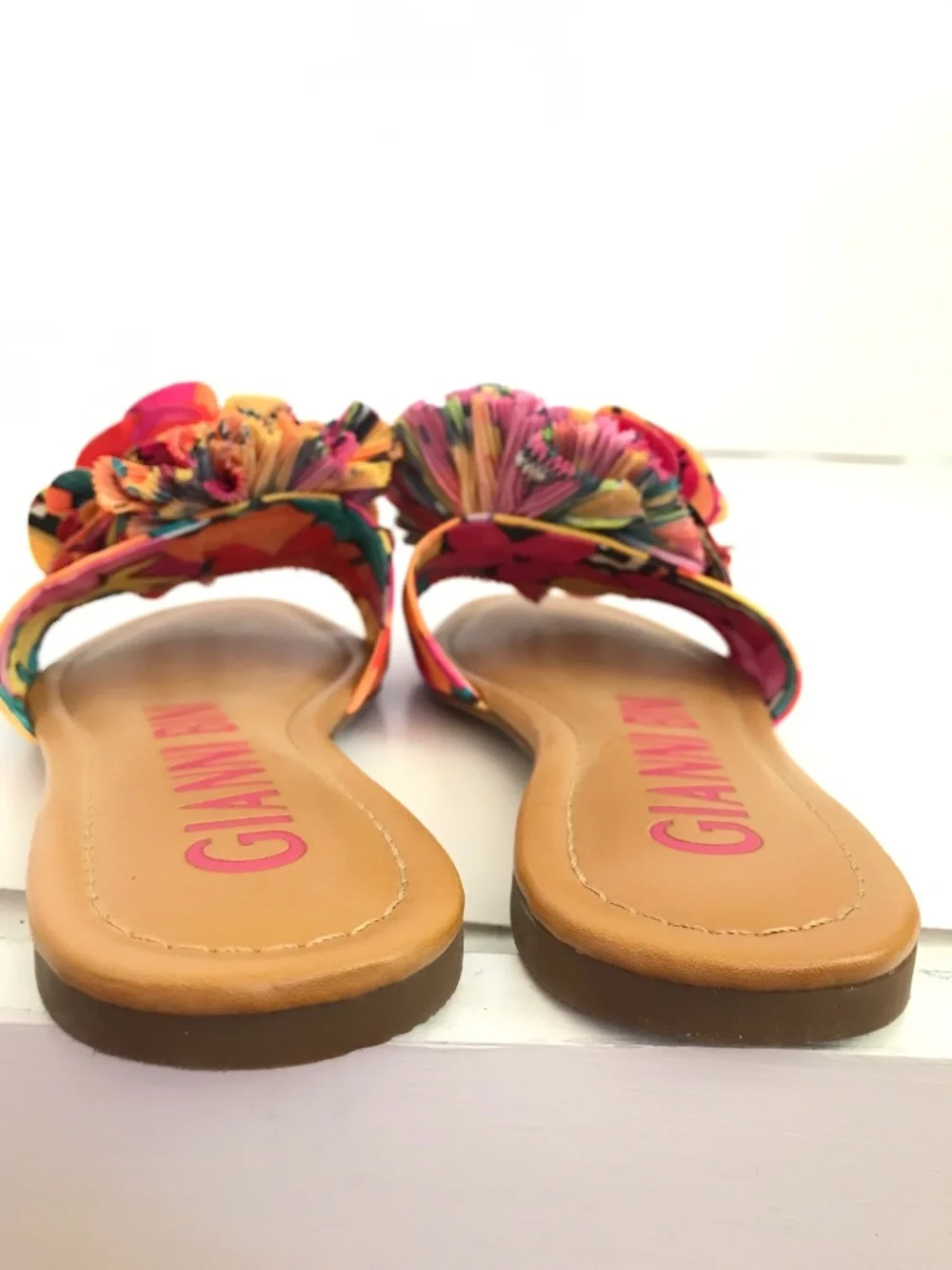 GIANNI BINI Zaven Floral Ruffle Slide Sandals Size 7 Colorful - Picture 7 of 12